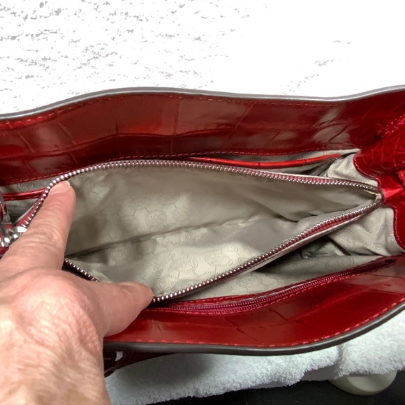 NWOT - Michael Kors Red Croc Satchel Tote Crossbody - Picture 6 of 16